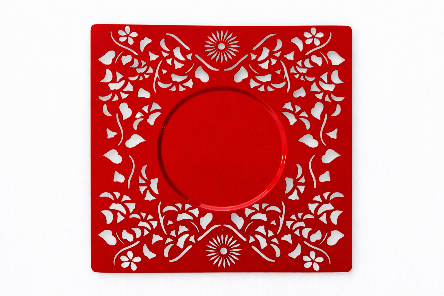 Plato Base Rojo Decorativo